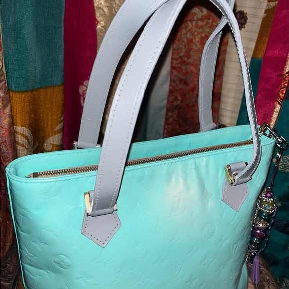 Hand painted Louis Vuitton in Tiffany Blue Grey strap comes handmade boho tassel - Picture 6 of 10